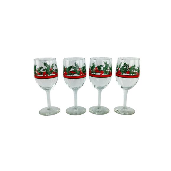 Libbey Holly Berry Glasses Set of 12, Vintage Christmas Wine, Lowball, Tumbler - Picture 4 of 16